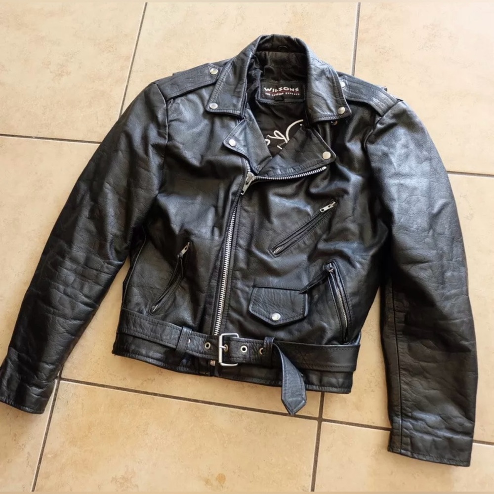 Vintage Wilson’s biker Jacket size M regular Men amazing leather